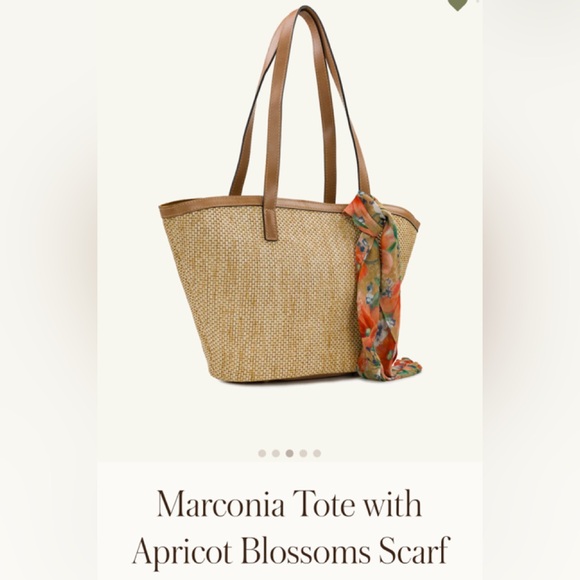 $229 ⭐️ NEW Patricia Nash Marconia Tote Burnished Woven w Apricot Blossoms Scarf - Picture 8 of 11